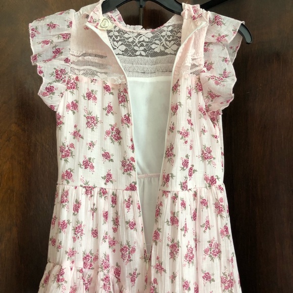 Joyfolie Mia Joy Caroline pink floral maxi dress girls 10 pink rose ruffles lace - Picture 6 of 12